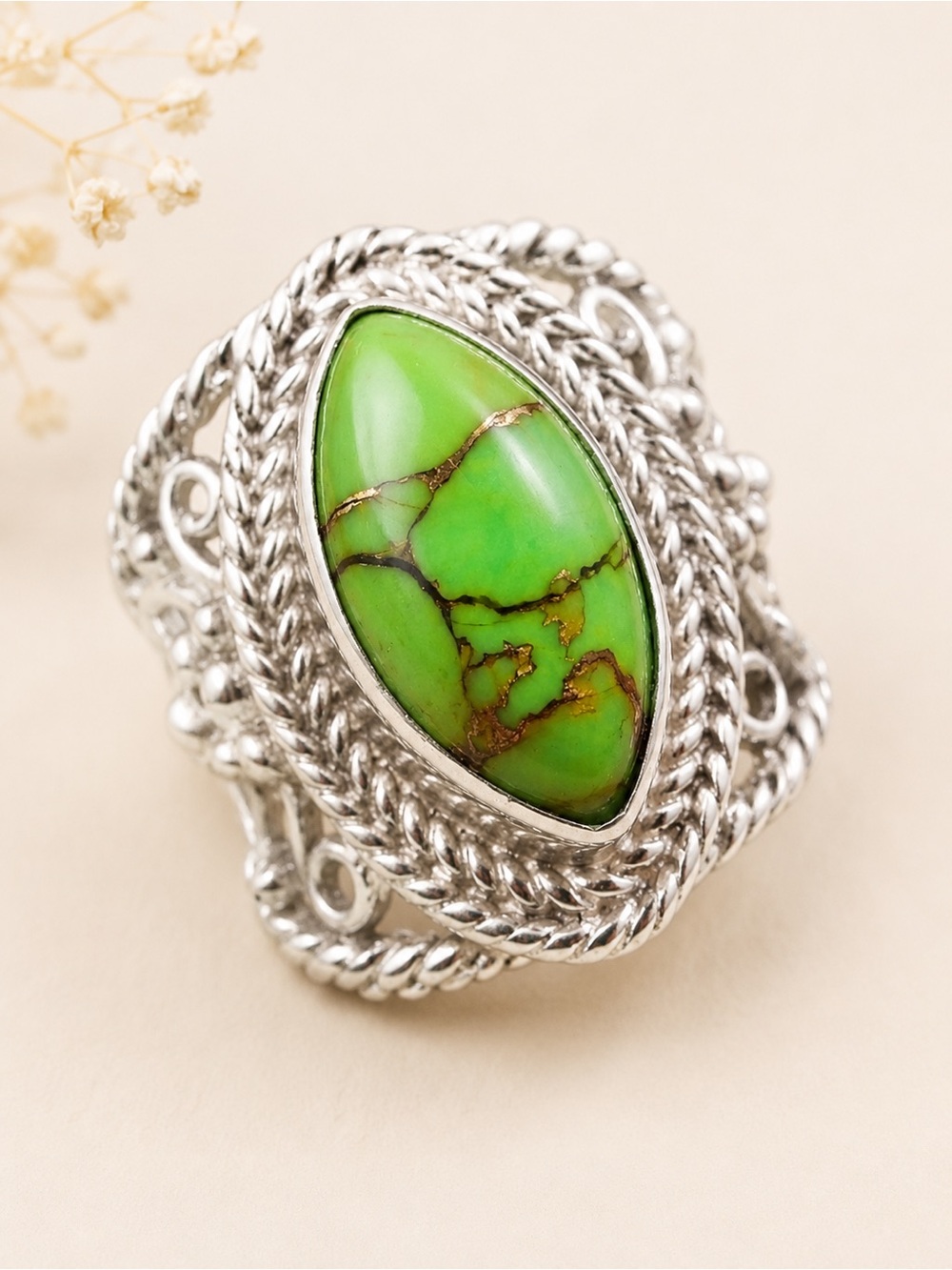 Genuine Artisan Crafted Mojave Green Turquoise Ring